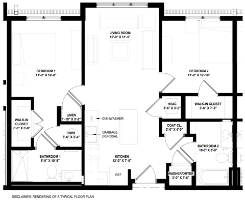 A black and white image of a typical floor plan for a house.